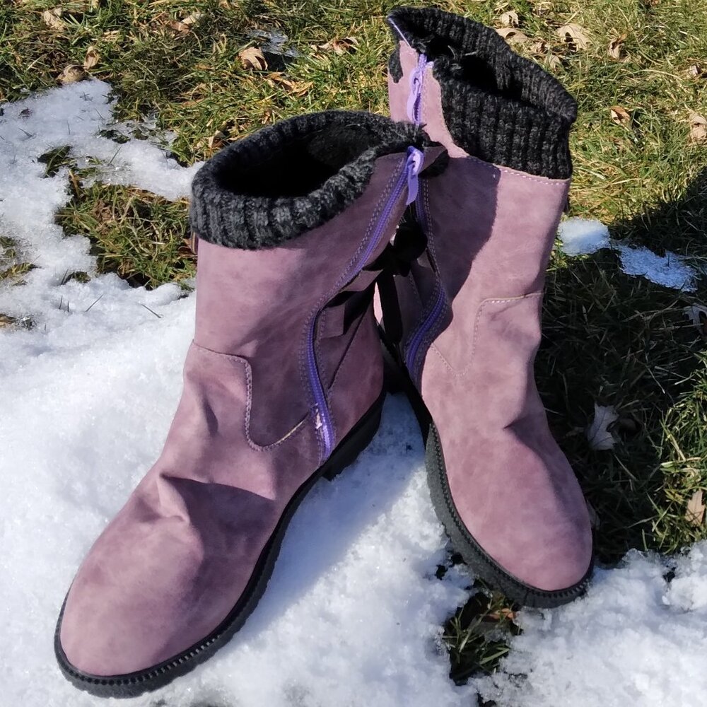Purple Suede Booties